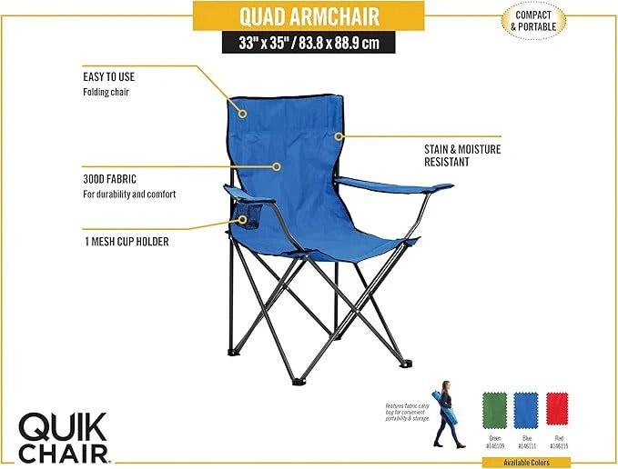 Portable Folding Camping Chair with Armrest & Cup Holder Ⓢ